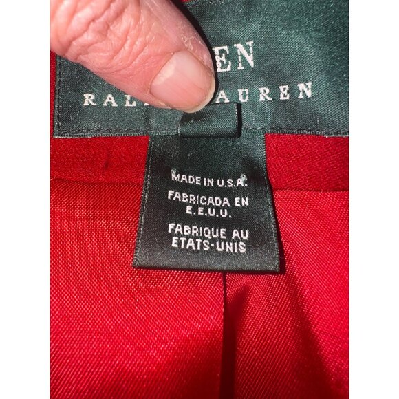 Vintage Ralph Lauren 3D CREST Red Designer Womens 12  Jacket Blazer Money Preppy - Picture 8 of 16